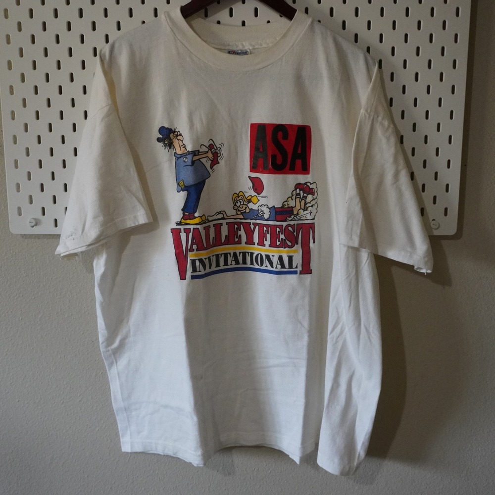 Vintage ASA Valleyfest Invitational T-Shirt Hanes Beefy-T XXL White SS‎